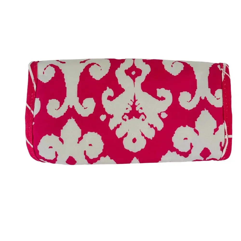 Initials Inc. Jewelry Roll Organizer Pink White Ikat Travel Case Foldable Bag